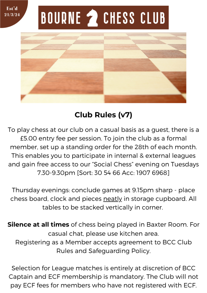 rules of bourne chess club